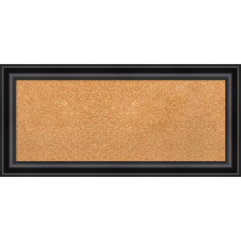 Grand Black Narrow Framed Cork Bulletin Memo Board - 34-Inch x 16-Inch