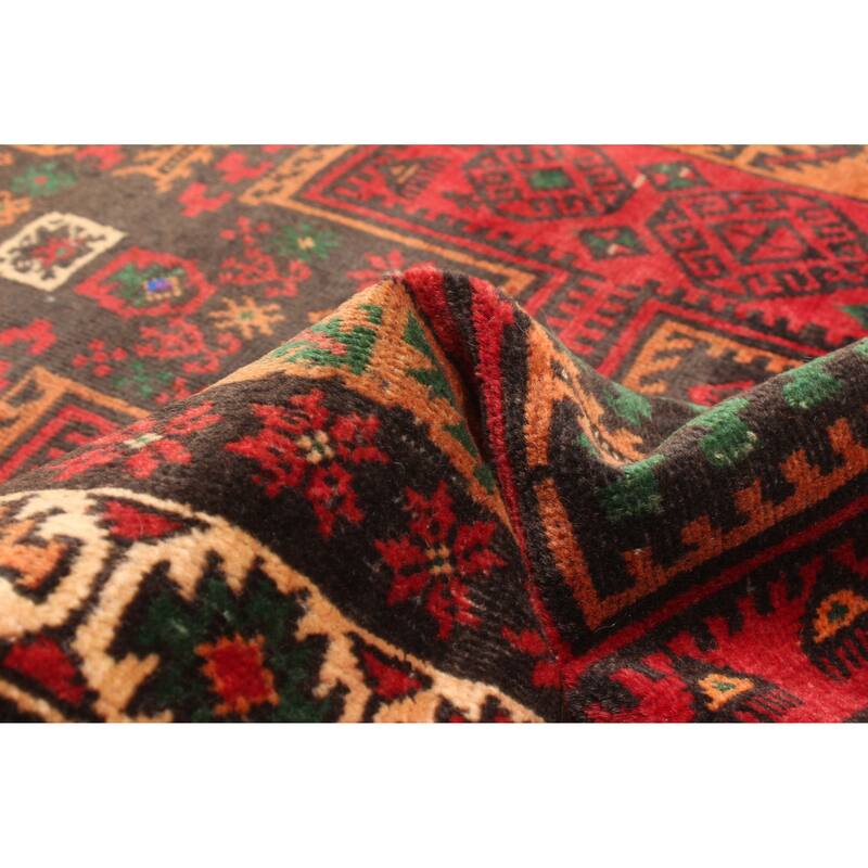 ECARPETGALLERY Hand-knotted Baluch Dark Red Wool Rug - 3'4 x 6'5