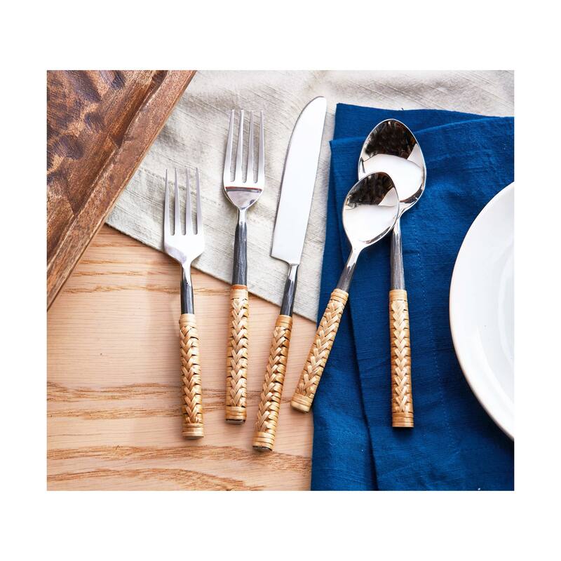 Bamboo Handle Flatware, Set of 5