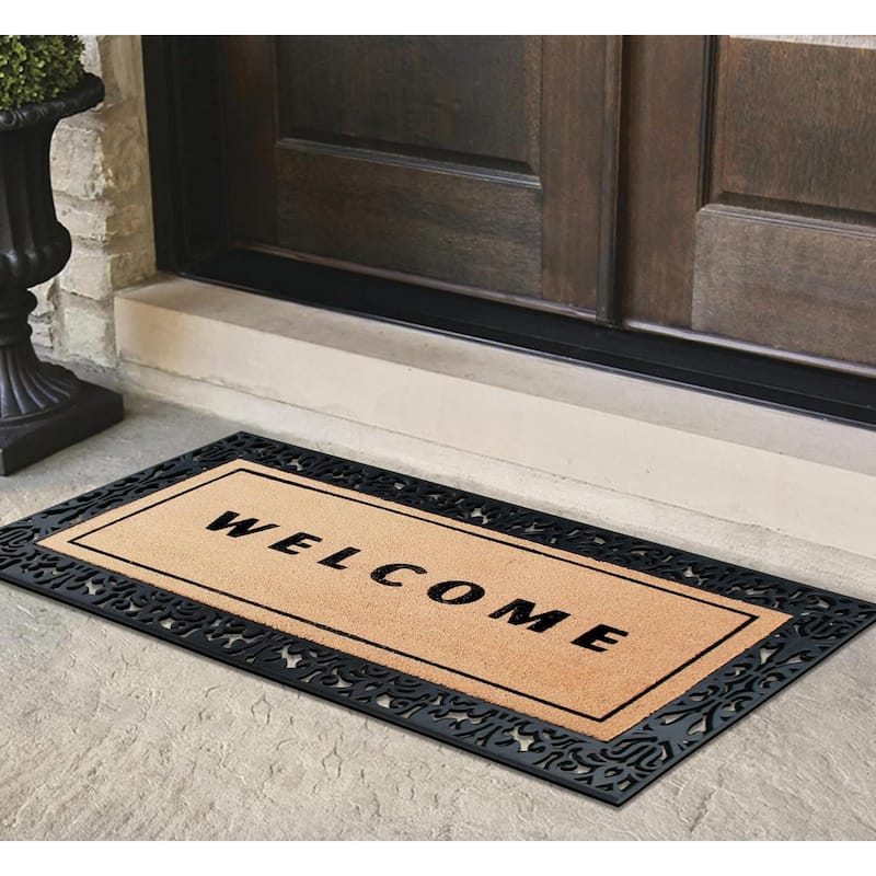 A1HC Rubber and Coir Heavy Duty Non Slip Welcome Indoor Outdoor Doormat, 30" X 60"