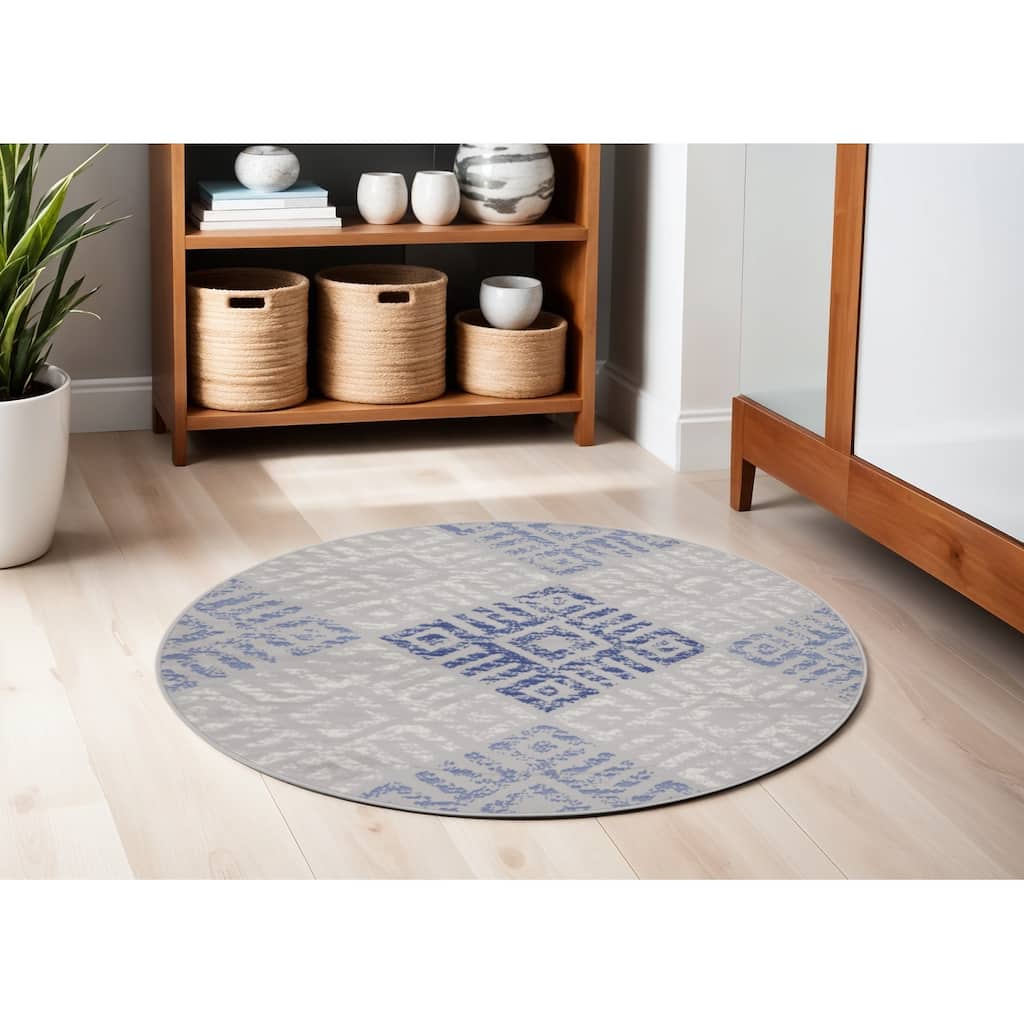Gono Power Loomed Geometric Modern Stain Resistant Area Rug By HomeRoots - 60' X '60' X '0.39