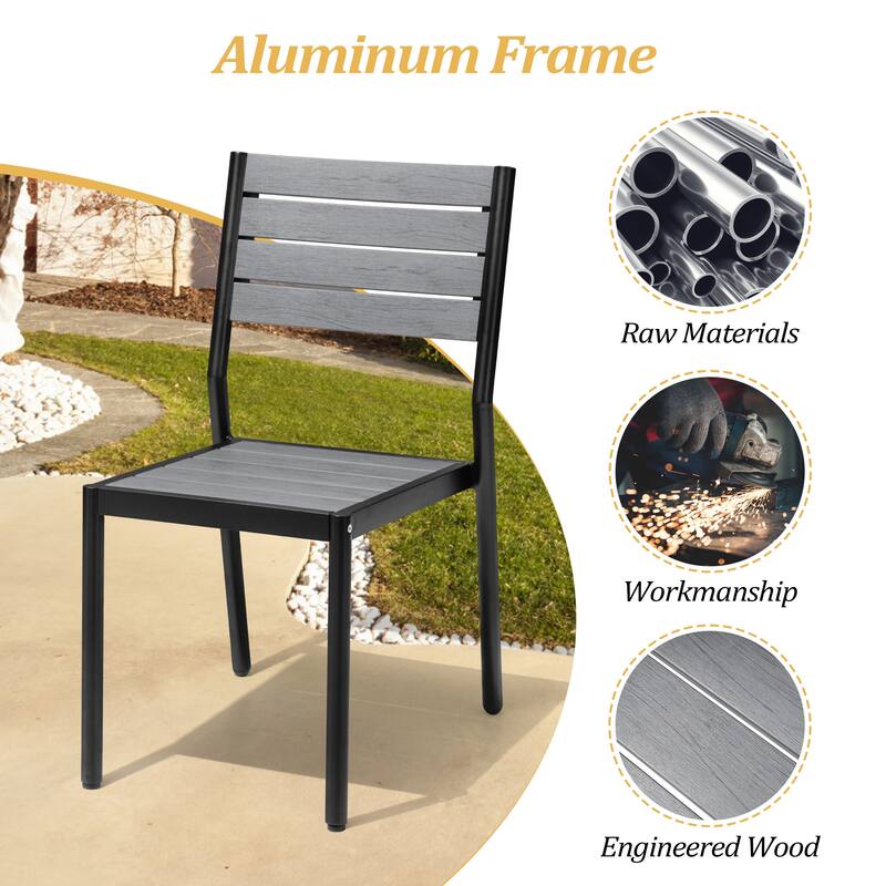 VredHom 7-Pieces Outdoor Aluminum Patio Dining Set with Stackable Chairs
