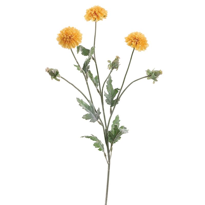 Pom-Pom Artificial Flower Spray - 28" - Yellow