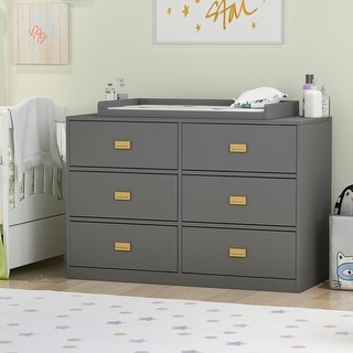 Kerrogee 6-Drawer Dresser with Changing Table - Grey
