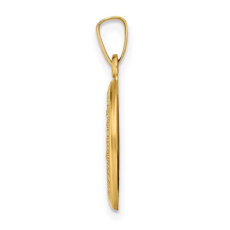 Curata 14k Yellow Gold 18" Small Satin Miraculous Medal Necklace - 23x12mm
