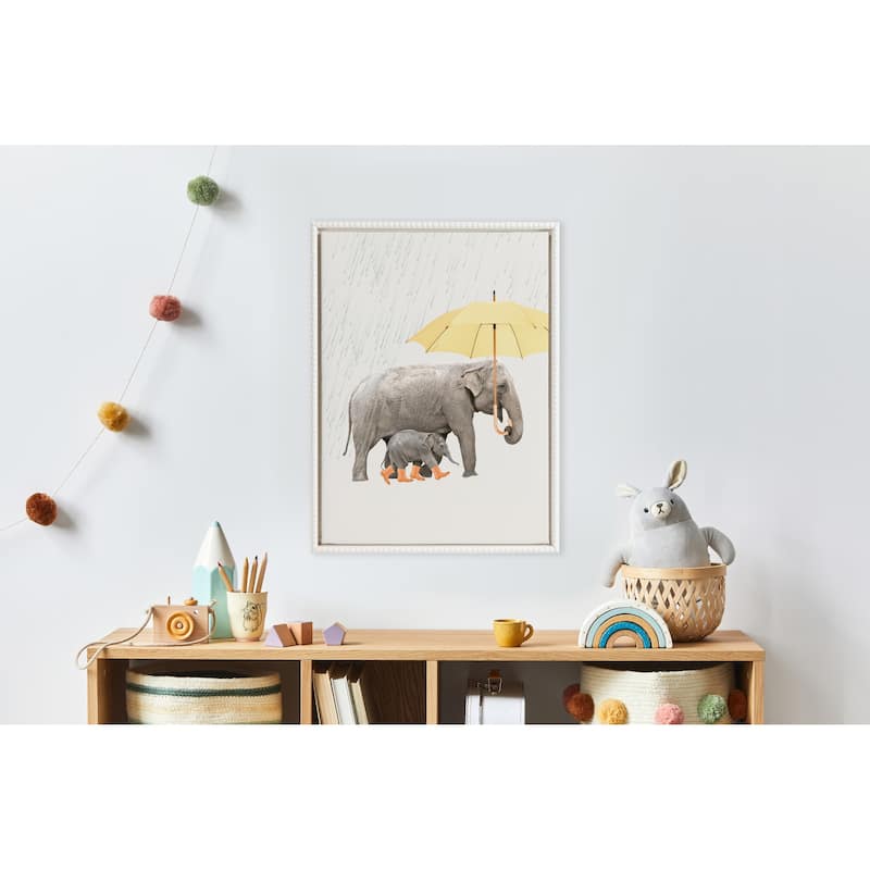 Kate and Laurel Sylvie Beaded Rain Framed Canvas by July Art Prints