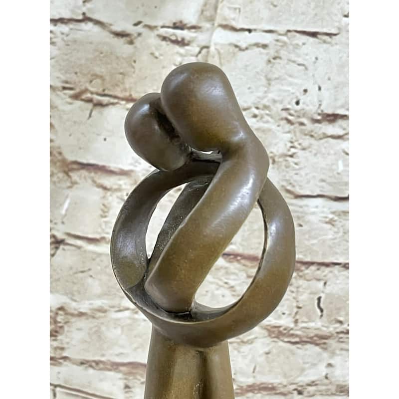 Abstract Modern Art Kissing Couple Genuine Bronze Sculpture Lost Wax Method Statue