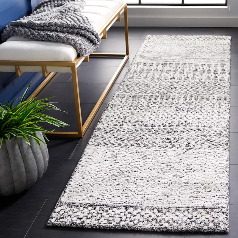 SAFAVIEH Handmade Glamour Shag Modern Viscose Rug - 2'3" x 8' Runner - Charcoal/Ivory