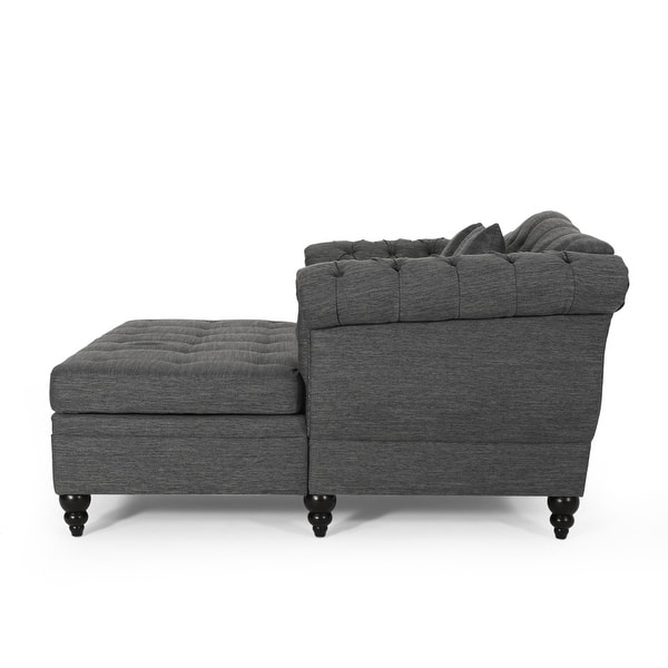 CHRISTOPHER KNIGHT HOME Chesterfield Charcoal Upholstered Scrolled Tuxedo Armchair Club Chair With Deep ButtonTufting And Nail Head Trim NH776008 - The Home Depot
