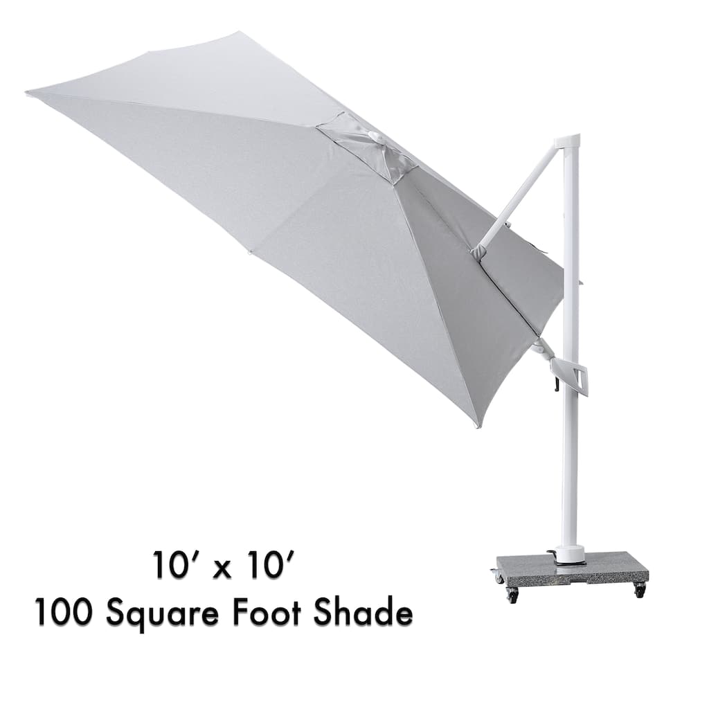Margutta 10 ft. Square Aluminum Cantilever Tilt Outdoor Patio Umbrella with Granite Base in Mouse Gray