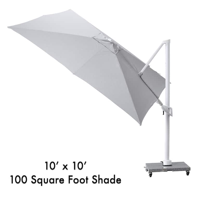 Margutta 10 ft. Square Aluminum Cantilever Tilt Outdoor Patio Umbrella with Granite Base in Mouse Gray
