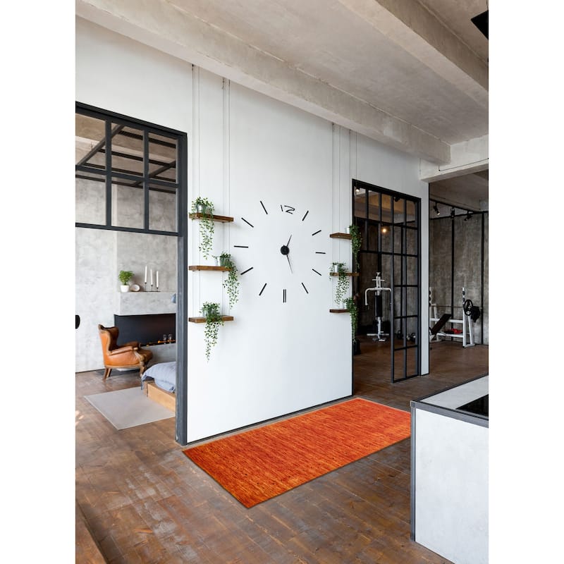 ECARPETGALLERY Hand Loomed Kashkuli Gabbeh Dark Copper Wool Rug - 2'8 x 4'8