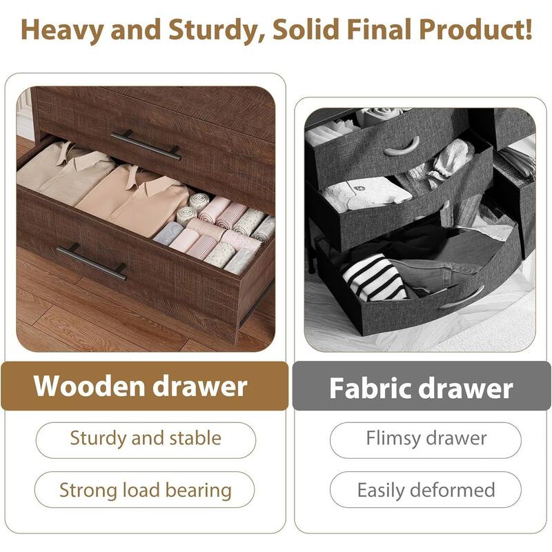 5 Drawer Freestanding Dresser Storage Chest for Living Room, Bedroom