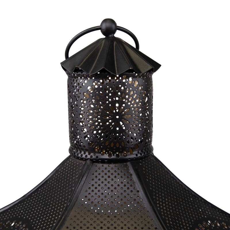 Moroccan Style Pillar Candle Table Lantern - 21.5" - Black and Gold