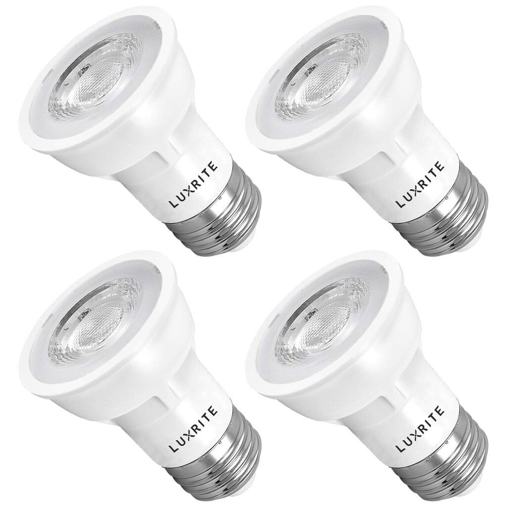Luxrite PAR16 LED Bulb, 50W Equivalent, 450 Lumens, Dimmable, Enclosed Fixture Rated, ETL, Damp Rated, E26 Base (4 Pack)