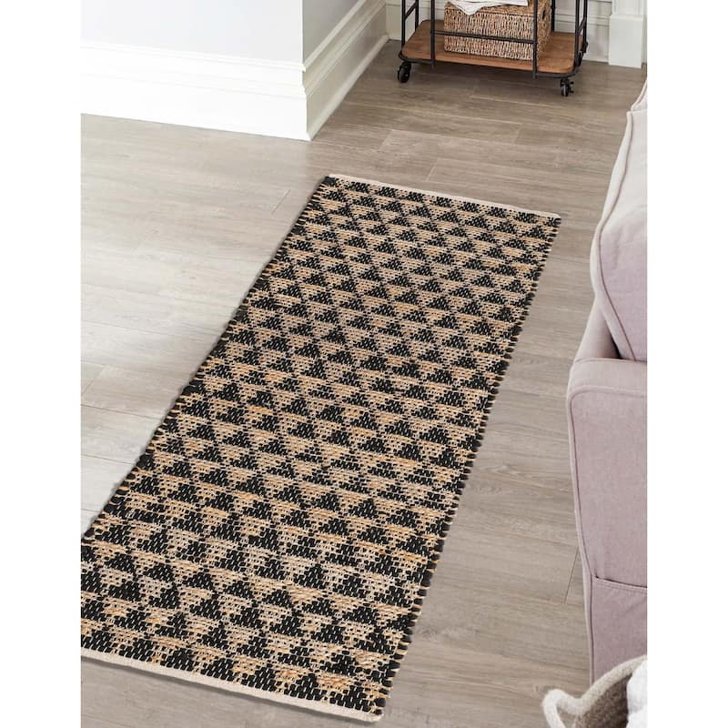 Braided Dosa Collection Area Rug - 1'2"x10' - Black-Natural