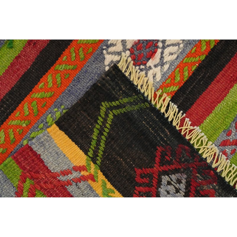 Hand Woven Oriental 100% Wool Carpet Southwestern Tribal Multi-Colored Kilim Area Rug - 7' 2'' X 5' 6''
