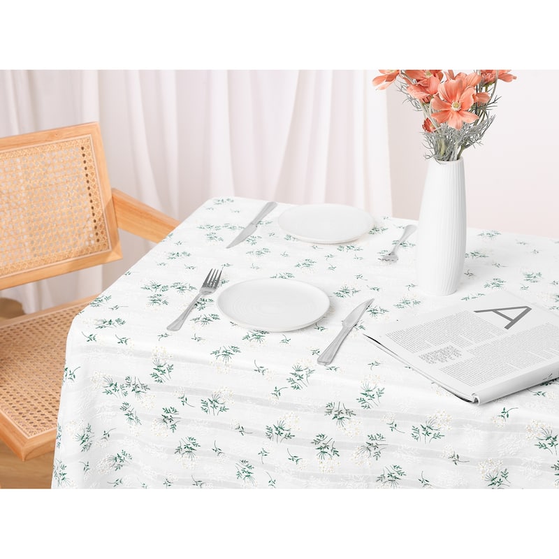 1 Pack Rectangle Tablecloth, Cotton Linen Fabric Lilac Flower Pattern Table Cover