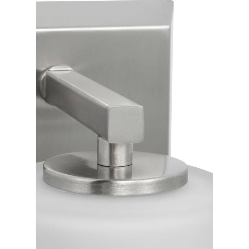 Vertex Collection One-Light Brushed Nickel Etched White Glass Contemporary Bath Light - 4.75 in x 6.25 in x 7.5 in