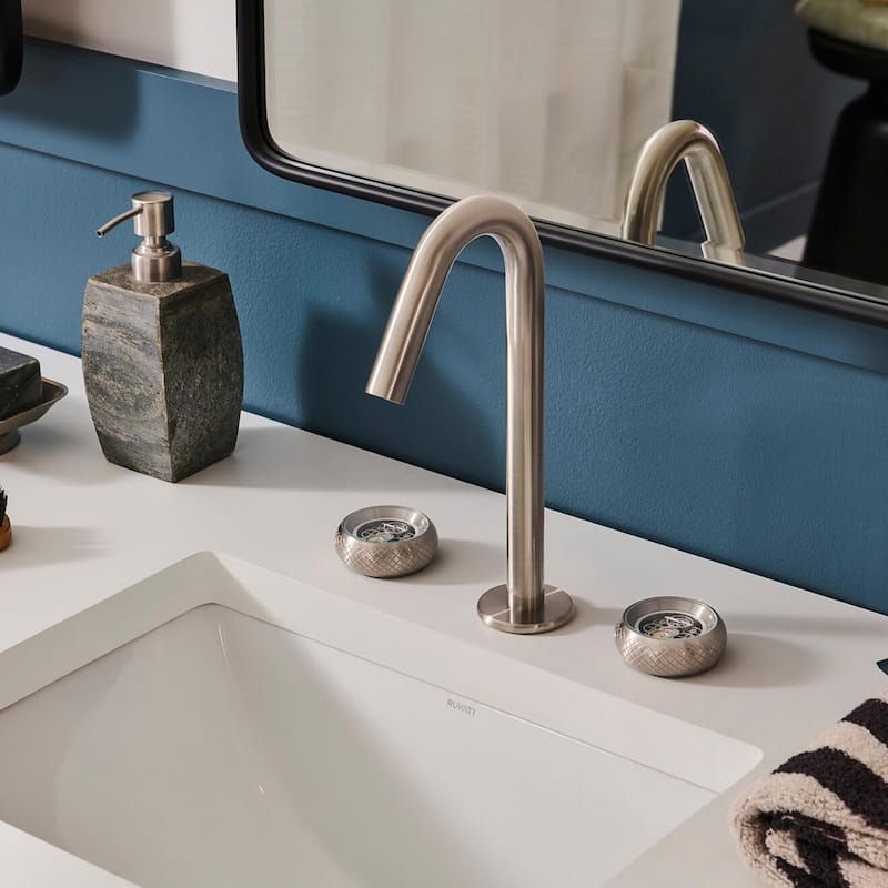 Ruvati Chrono Two Handle Watch Face Twist Bathroom Faucet in Brushed Nickel - RVF5234BN - 7'6" x 9'6"