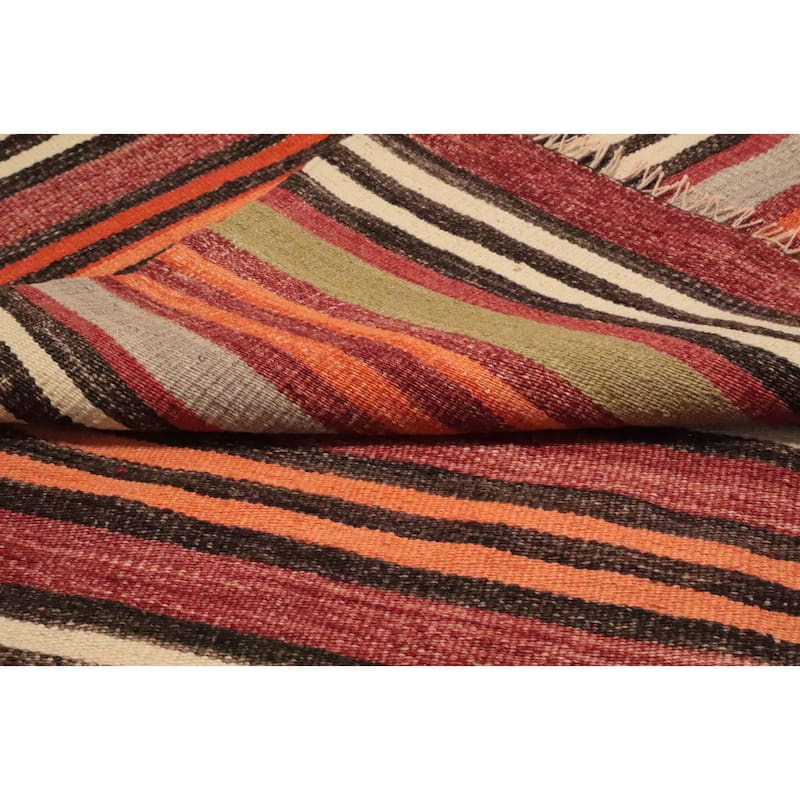 Hand Woven Oriental 100% Wool Carpet Southwestern Geometric Multi-Colored Kilim Area Rug - 10' 3'' X 5' 3''
