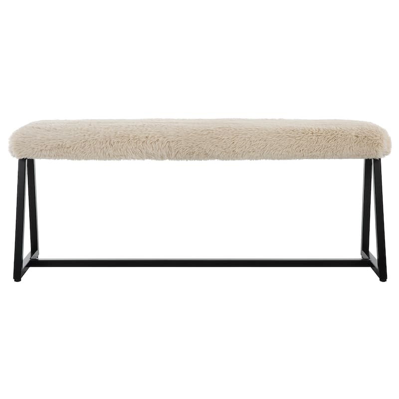 Uttermost Taupo Sheepskin Bench - 48"W x 20"H x 12.25"D