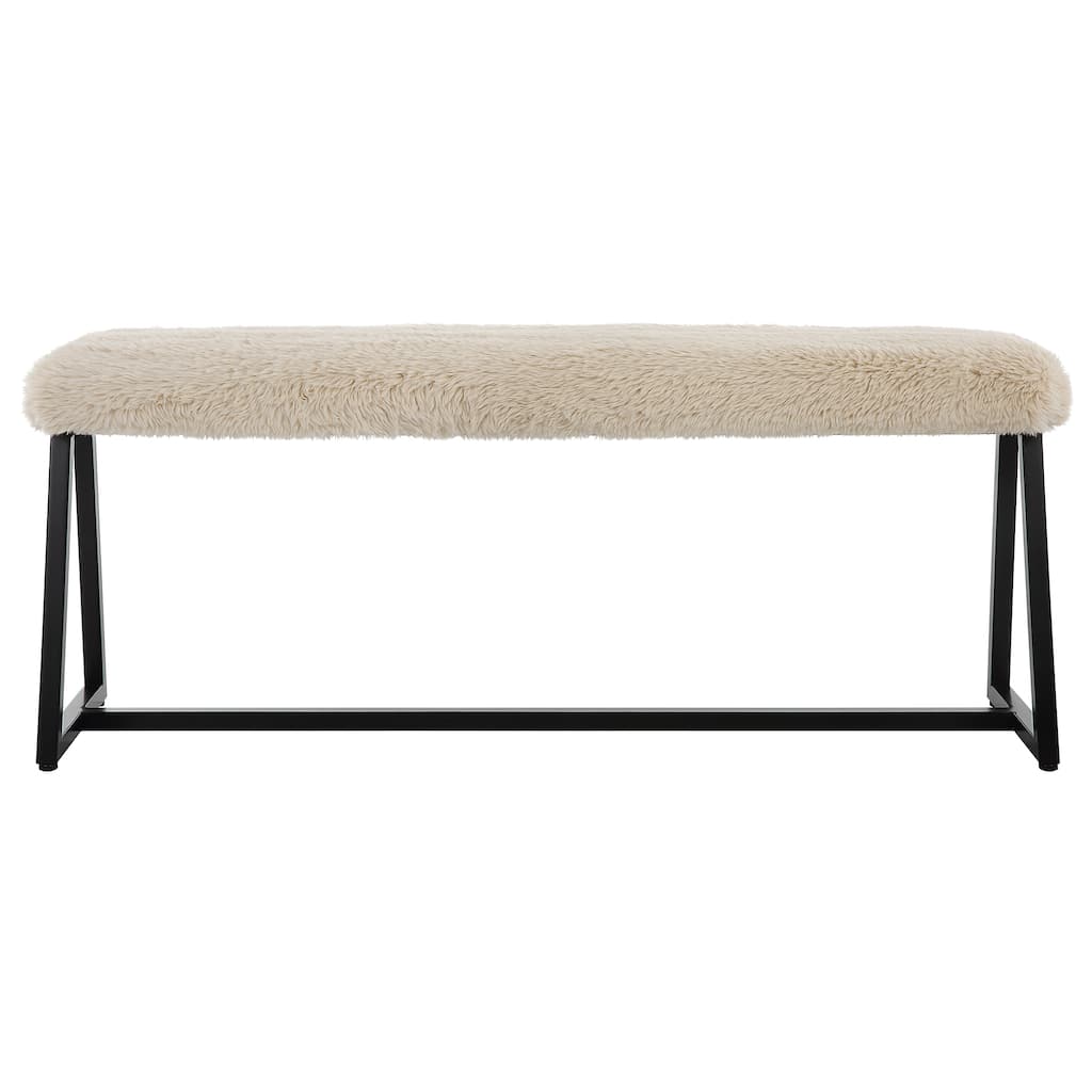 Uttermost Taupo Sheepskin Bench - 48"W x 20"H x 12.25"D