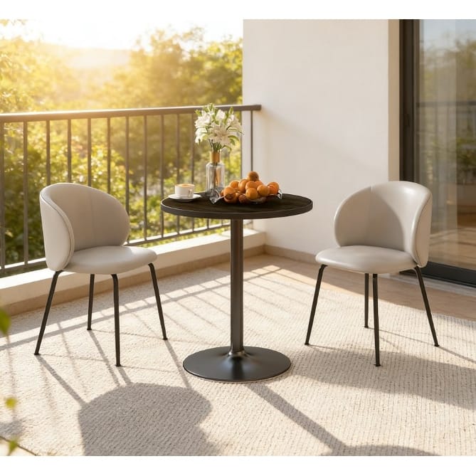 Round Dining Table Work Table with Wood Textured Top, 27.6" Kitchen Table Coffee Table Meeting Table