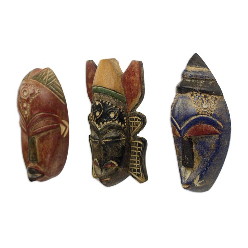 Novica Handmade Mawunyo African Wood Masks (Set Of 3)
