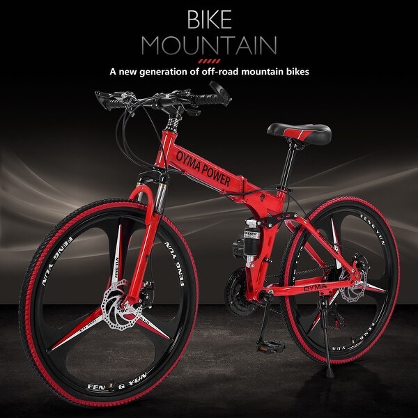 26in Folding Mountain Bike 21 Speed Bicycle Full Suspension MTB Bikes Bed Bath Beyond 35975635