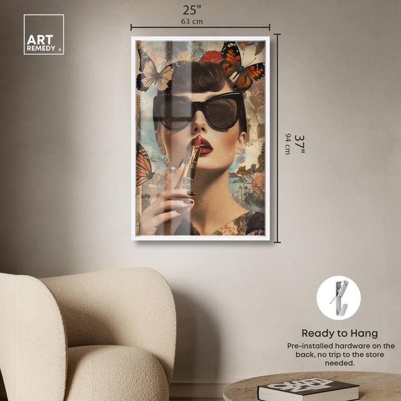 Iconic Lady Butterfly Collage II Shadowbox by Art Remedy