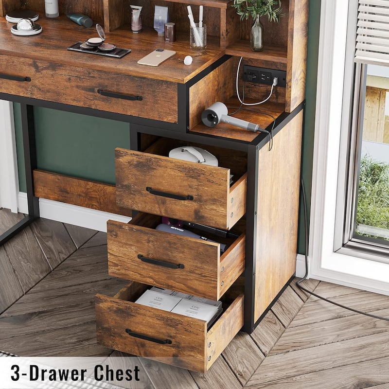 Makeup Vanity Desk 10 Light Bulbs Storage Shelves 5 Drawers