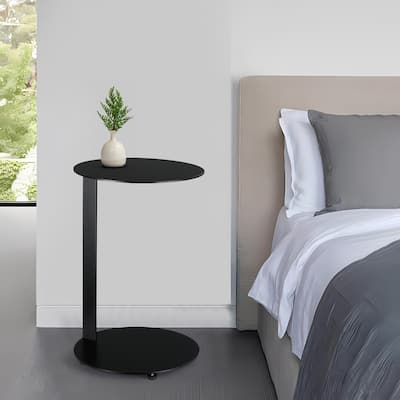 Black End Table - Slide Under Sofa Coffee Table
