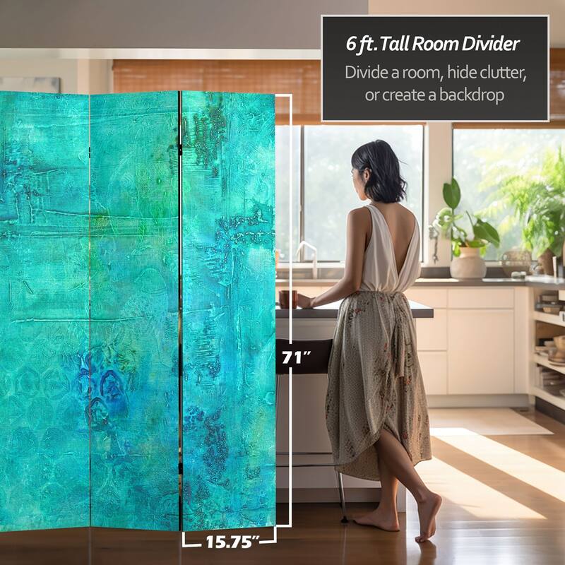 Handmade 6' Double Sided Water Bird Canvas Room Divider