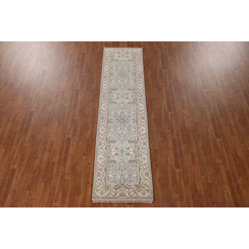 Transitional Oushak Style Runner Rug Hand-knotted Wool Carpet - 2'7"x 10'0"