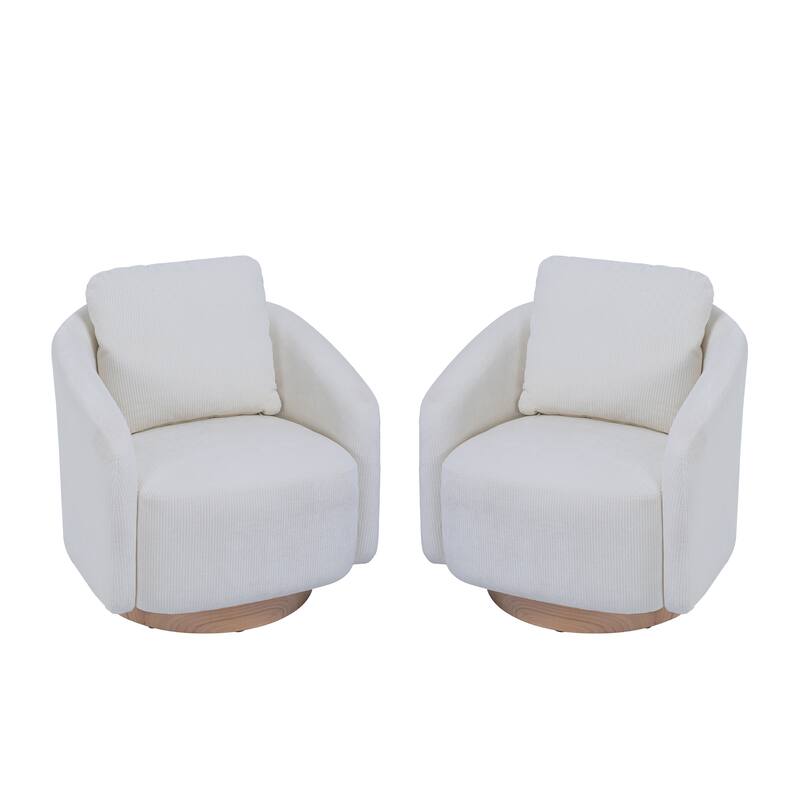 30.3"W Swivel Accent Barrel Chair and Comfy Round Accent Single Sofa Chair, 360 Degree Club Chair, Lounge Armchair for Room