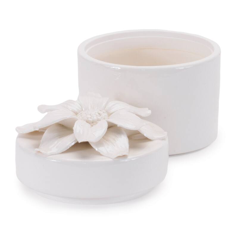 Cylindrical Decorative Boxes with Floral Lid - 4.5" - Set of 3