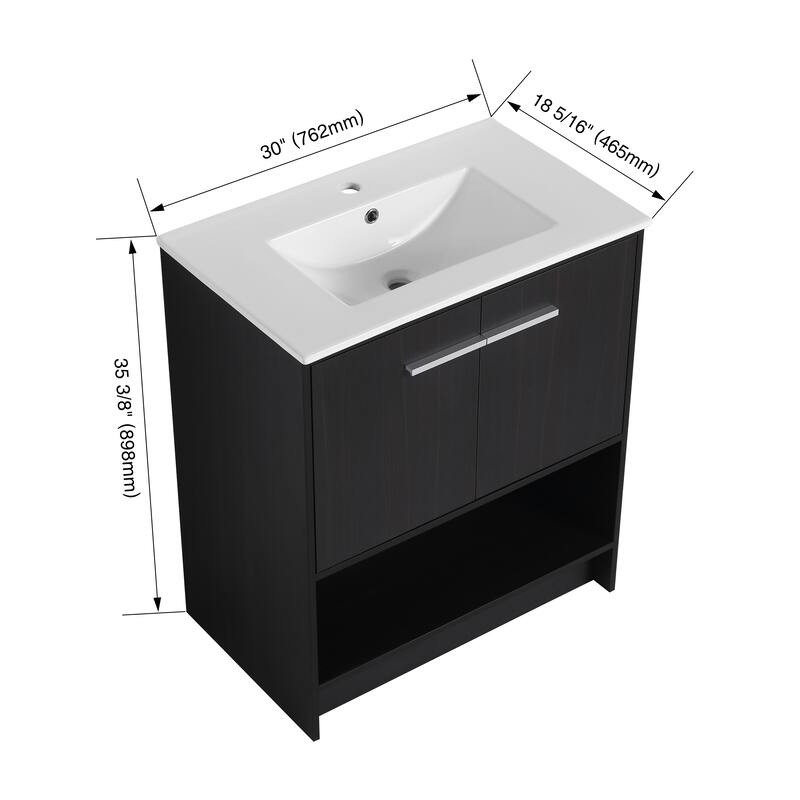 30" Bathroom Vanity with Ceramic Sink