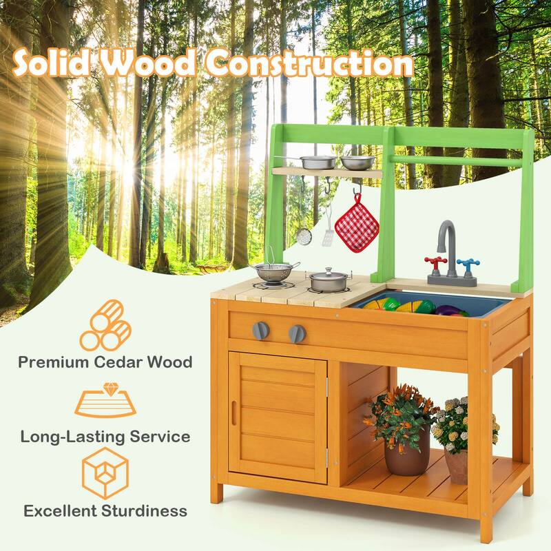 Costway Mud Kitchen for Kids with Realistic Stoves Faucet Sink Oven & - See Details