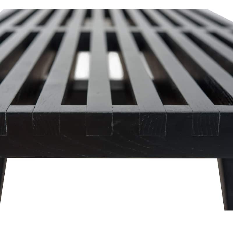 Inwood Solid Wood Entryway Bench with Slatted Seat, Rubberwood Frame, Beech Legs, Indoor Shoe Rack & Storage, Stained Finish