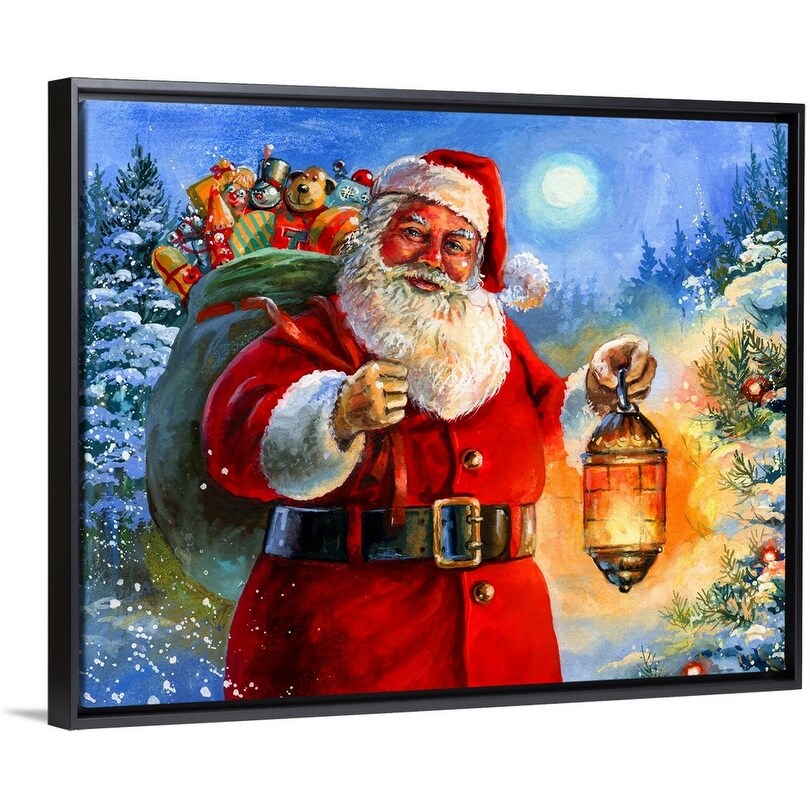 Shop Santa Is Coming Black Float Frame Canvas Art Overstock