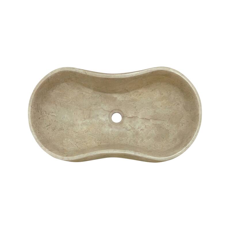 Roomfitters Marble Bathroom Vessel Sink, Natural Stone Countertop Wash Basin, Polished Oval Vanity Sink