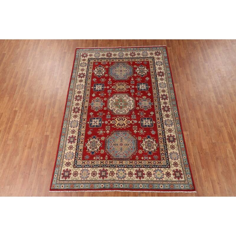 Red Kazak Area Rug Handmade Living Room Wool Carpet - 6'7" x 9'9"