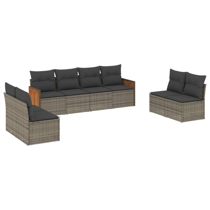 vidaXL Patio Sofa Set with Cushions Outdoor Conversation Furniture Poly Rattan