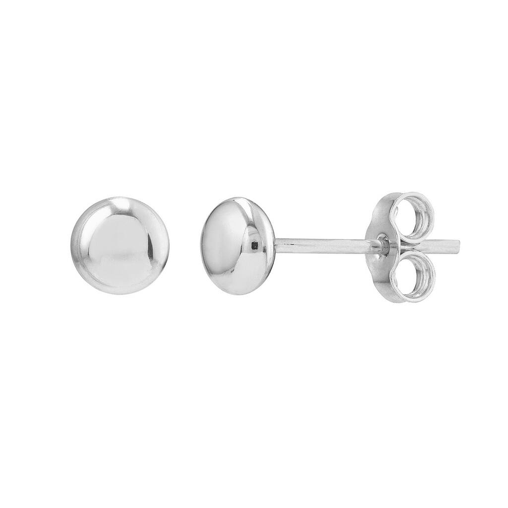 Curata 14k White Gold 4.5mm Puffed Circle Stud Earrings