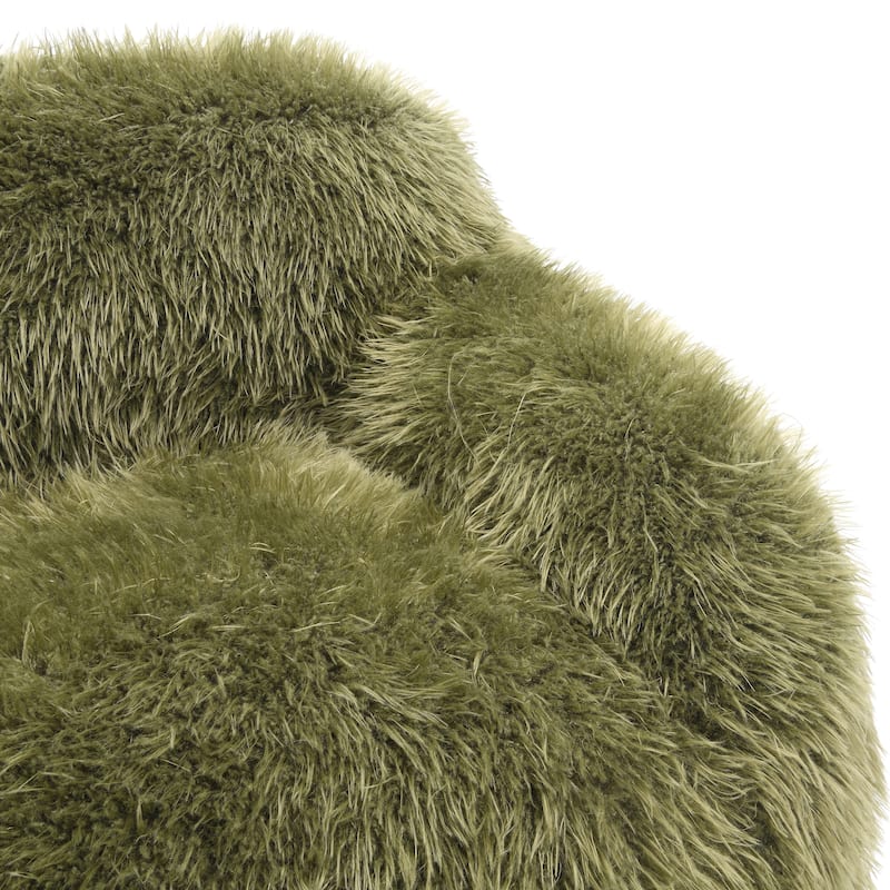 Furniture of America Cynra Modern 45-inch Faux Fur Swivel Arm Chair with Ball Pillow