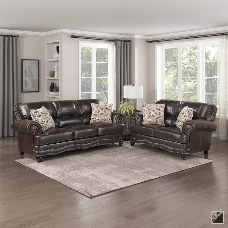 Mariposa 2-Piece Breathable Faux Leather Living Room Sofa Set