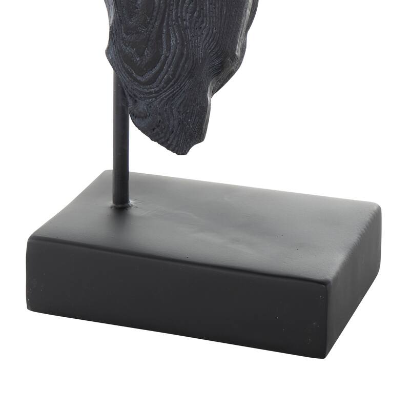 Black Resin Bust Inspired Horse Sculpture with Black Stand