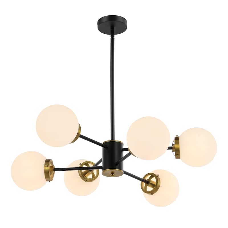 GetLedel 6-Light Modern Sputnik Chandelier with Glass Globe Shades