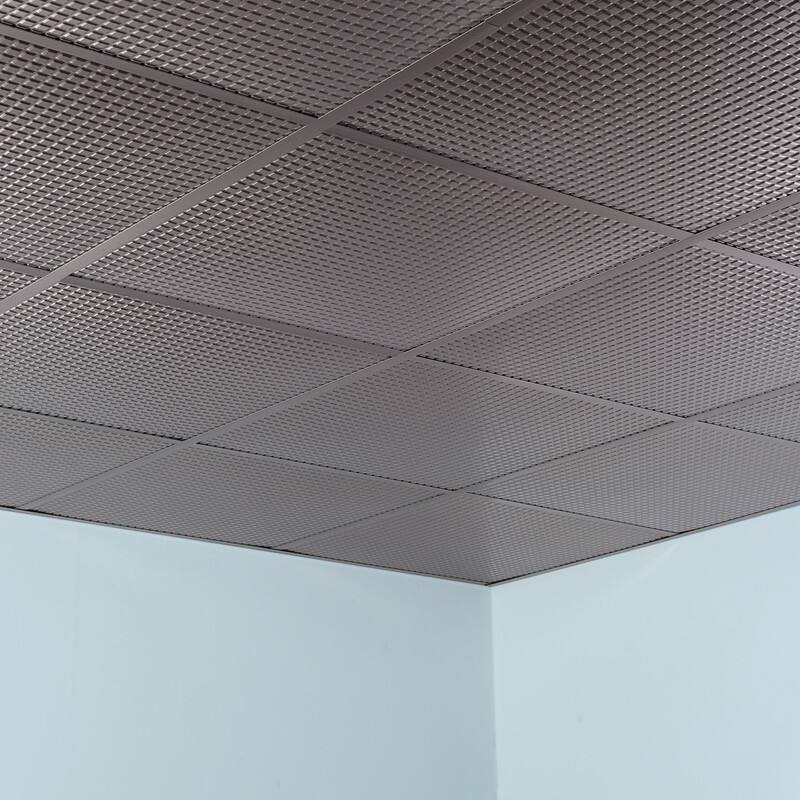 FASÄDE Square Decorative Vinyl 2ft x 2ft Lay in Ceiling Panel in Brushed Nickel (5 Pack)